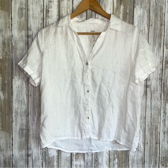 Joie White Linen Button Down Crop - Picture 1 of 4